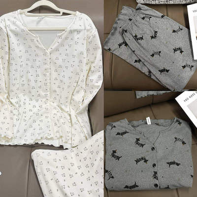 【福饮沸别】秋冬季大码宽松睡衣女德绒厚款甜美家居服套装5024