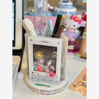 创意旋转立牌照片亚克力相框ins风七夕情侣情人节Emoji三寸拍立得