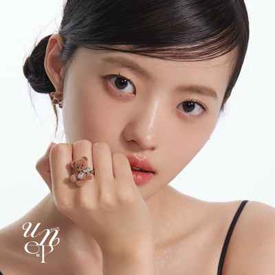 UNEUPEU植绒锆石小熊戒指