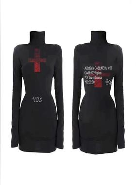 Gods plan上帝计划立领长袖包臀连衣裙暗黑小众亚比高级感女装ins
