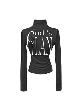 Gods plan*上帝计划原创暗黑轻亚高领基础修身长袖打底衫辣妹女