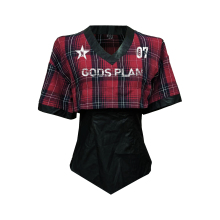 Gods plan*上帝计划25ss原创春夏辣妹性感修身V领收腰短袖衬衫女
