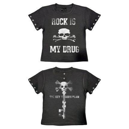 Gods plan*上帝计划25ss原创暗黑小众骷髅头钥匙印花正肩短T恤女