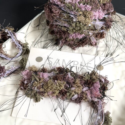 爆款鸢尾花手混线紫绿色跳舞纱线高级感特色线钩织包发圈卡套帽子