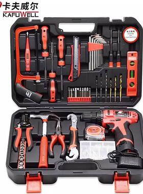 卡夫威尔109件多功能组合锂电池电钻组套家用工具箱套装P2982A