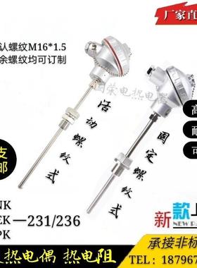 WRNK WREK WZPK-231 236 Pt100铠装热电阻K E型热电偶温度传感器