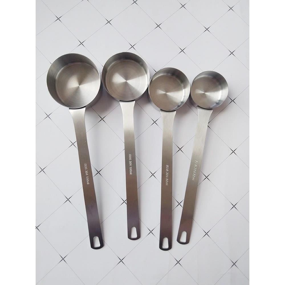 不锈钢大量勺套装15/30/50/60/80/120/160/180/100ml油锅平底量杯