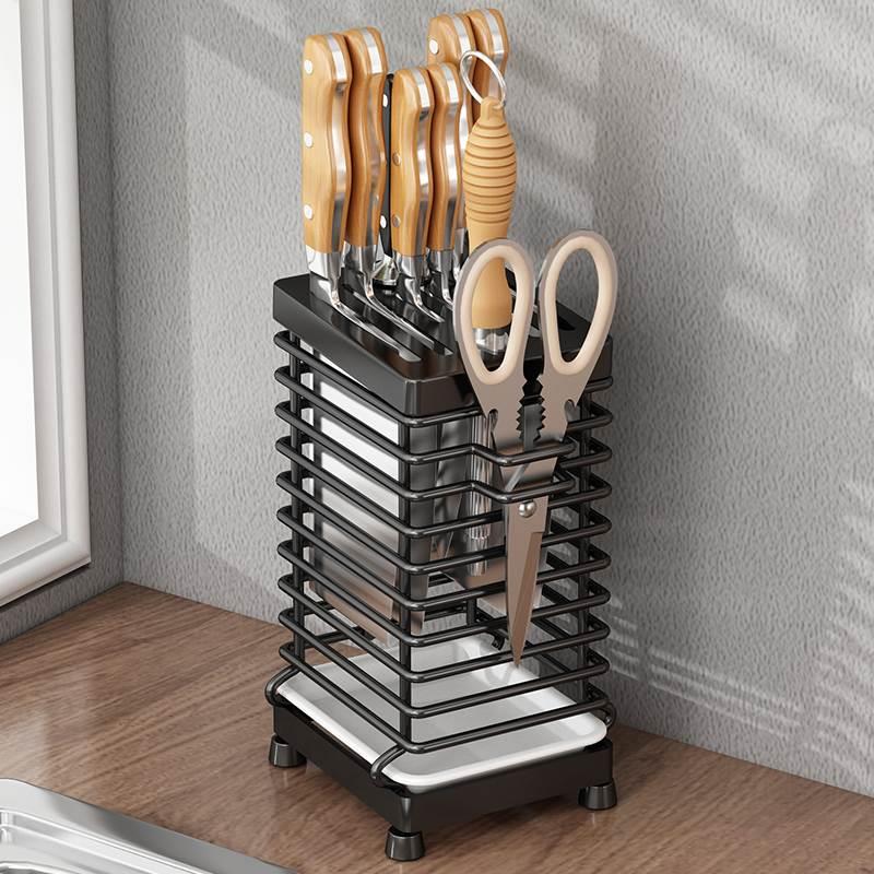 厨房刀架置物架家用台式放菜刀具用品不锈钢一体壁挂式刀座收纳架