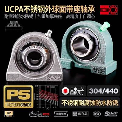 进口04不锈钢外球4面带座轴C承SUPA20窄脚205防水206207208