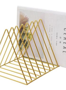 北欧风简约艺三角杂志报刊创意房书架铁架办公室桌面装书饰品三角
