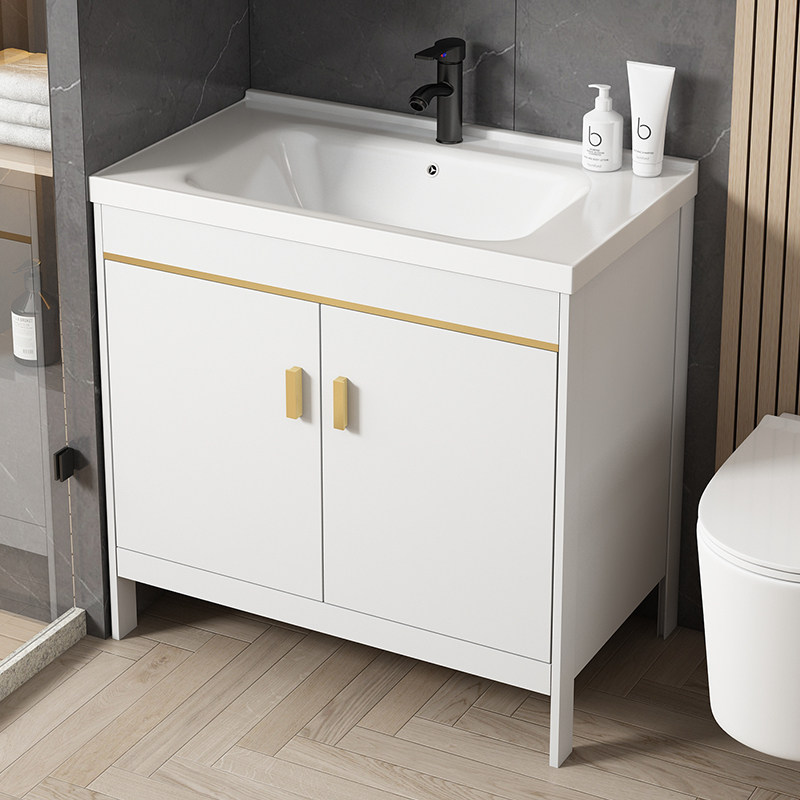 落地式洗手盆柜浴室柜组合卫生间太空铝洗脸盆柜简约陶瓷洗漱台池