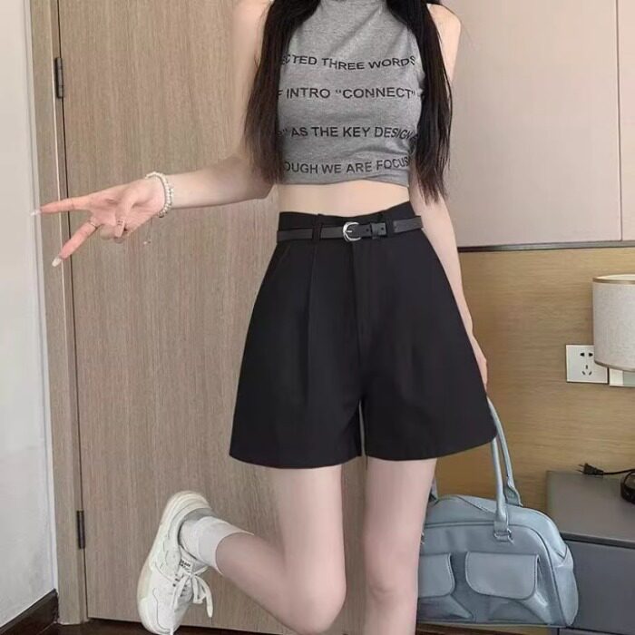 西装短裤女生夏季2026新款高腰百搭显瘦直筒阔腿A字休闲三分短裤