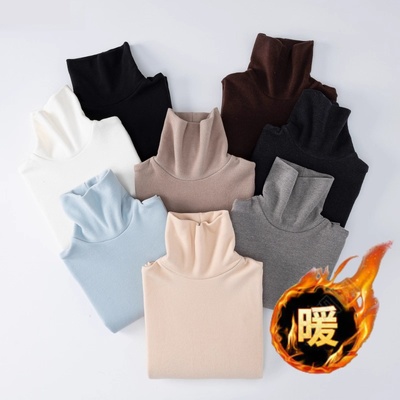 高领双面德绒女童打底衫加厚上衣