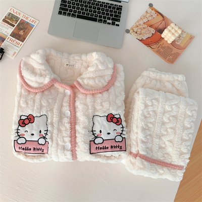 秋冬卡通凯蒂猫睡衣法兰绒三丽鸥