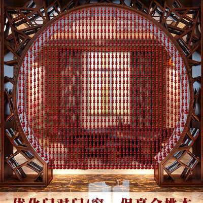 珠帘拱形桃木葫芦珠子月亮门量身定制挂帘玄关隔断卧室免打孔门帘图片