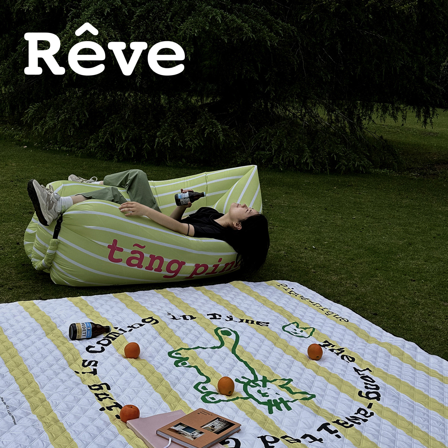 Reve白日梦原创野餐垫户外露营春游便携防潮防水加厚可折叠草坪垫