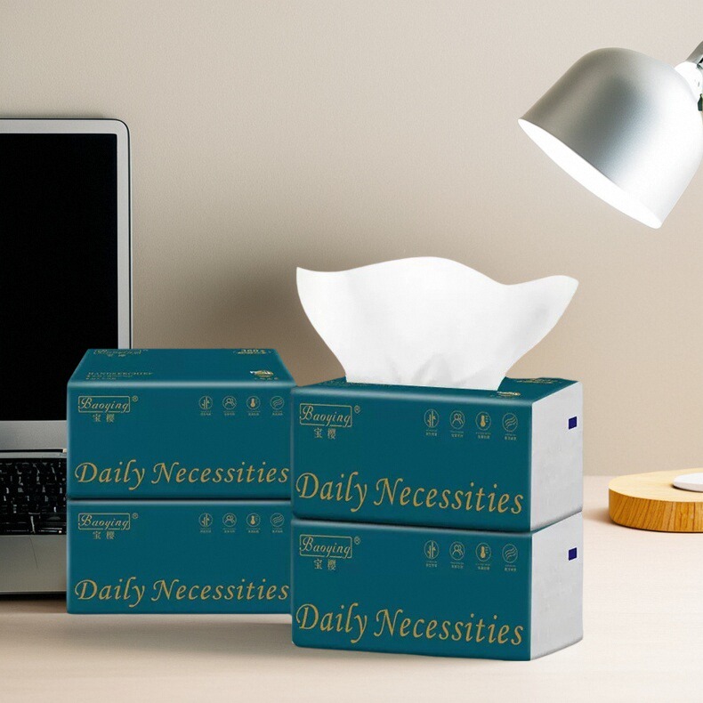 宝樱抽纸10大包多功能抽纸擦手纸原生木浆加厚四层家用实惠装整箱