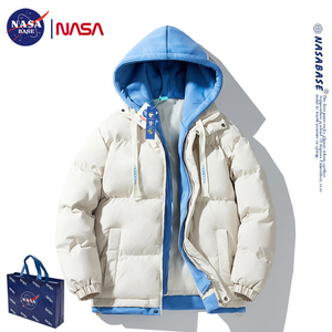 NASA联名羽绒棉服男冬款潮牌青少年宽松休闲加厚保暖情侣连帽外套