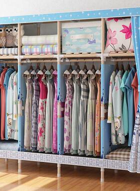 简易衣用柜现布代简约卧室挂实木布衣柜出租69873房用组装艺柜子