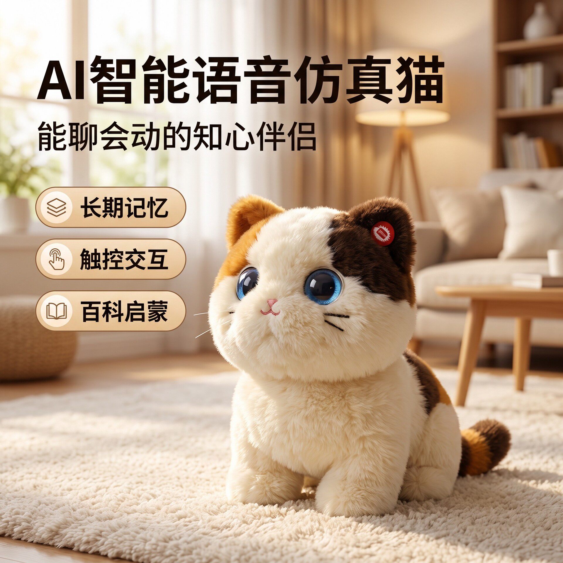 AI喵星人互动机器人ai毛绒玩具萌宠儿童礼品可爱猫咪玩偶智能对话