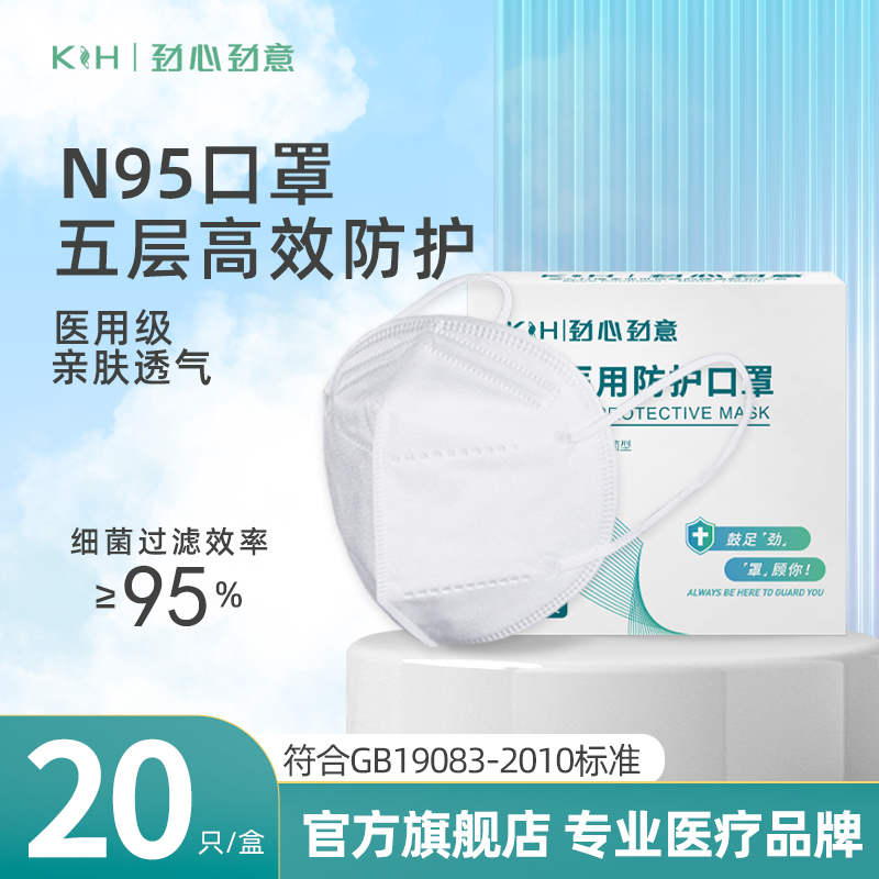 劲心劲意N95型医用防护口罩白色五层医疗级别一次性3D立体独立装_KH劲心劲意旗舰店_医疗器械-第2张图片-提都小院