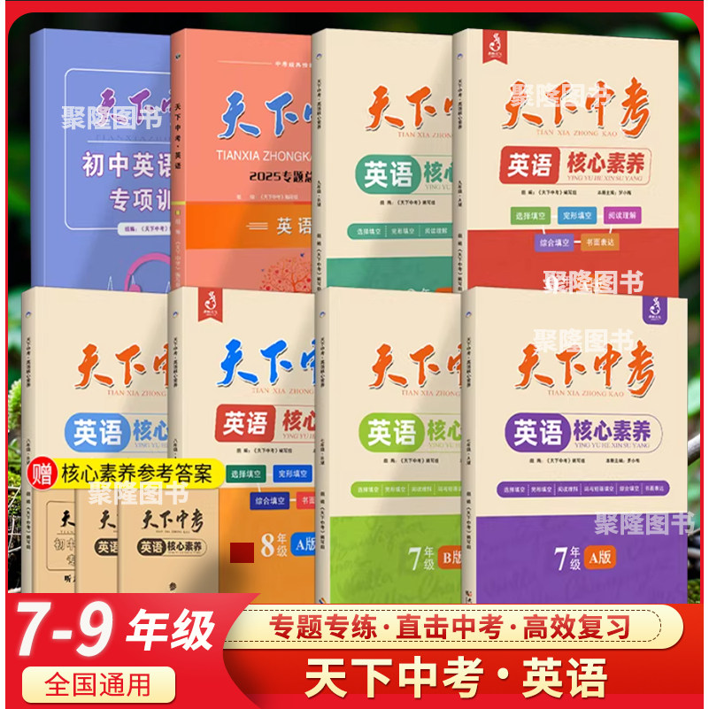 天下中考英语核心素养提升七八九年级AB版上下册武汉专用初中初一二三专题总复习中考听力阅读理解单项选择完形填空阅填词专项训练