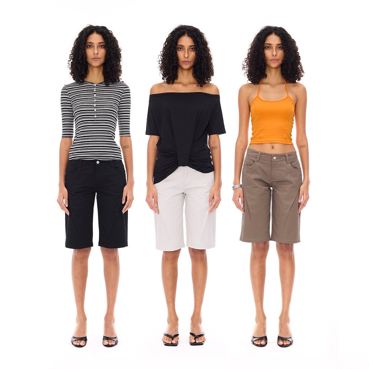 Costustoot 夏季3色低腰微弹修身显瘦直筒简约百搭6分中裤子