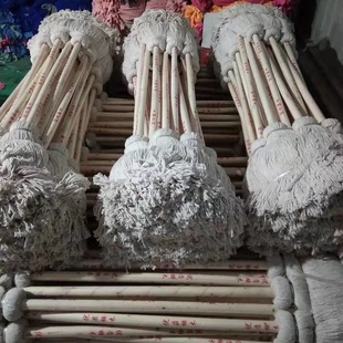 木柄白色棉纱拖把吸水好用工厂环卫清洁好帮手纯手工线拖把批发
