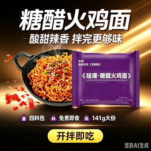【升级版宽面糖醋火鸡面】泡面先生定制品哇噻华统141g方便面酸辣