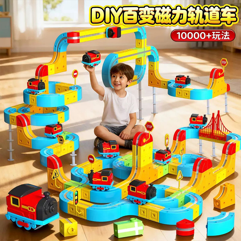 益智玩具磁力积木轨道车魔幻百变2025新款拼装儿童男女孩生日礼物,玩具/童车/益智/积木/模型,普通塑料积木,淘宝优惠券,粉丝福利购,淘宝优惠卷