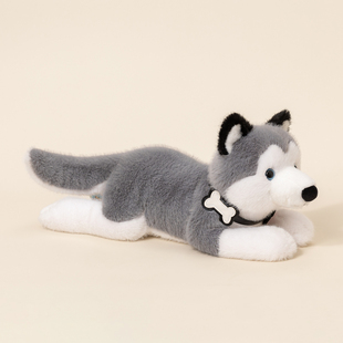 仿真趴姿哈士奇玩偶小狗狗公仔毛绒玩具睡觉抱枕娃娃儿童生日礼物