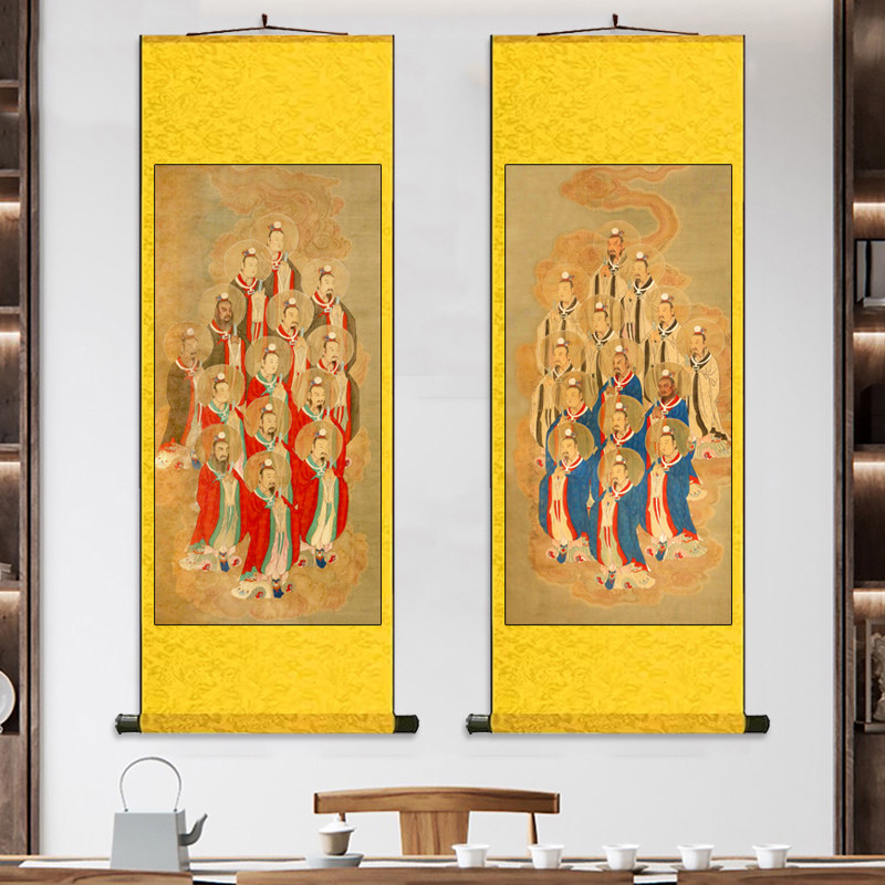 明 二十八宿左右神像图众神图结缘阿弥陀佛挂画佛像佛院寺庙壁画