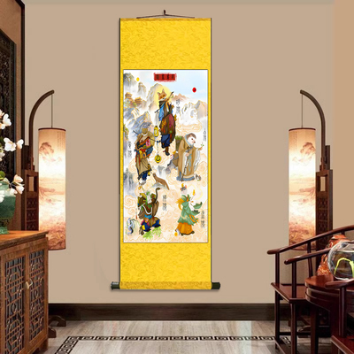 五仙家东北供奉挂画卷轴字画丝绸壁画玄关家用画像仙家堂口装饰
