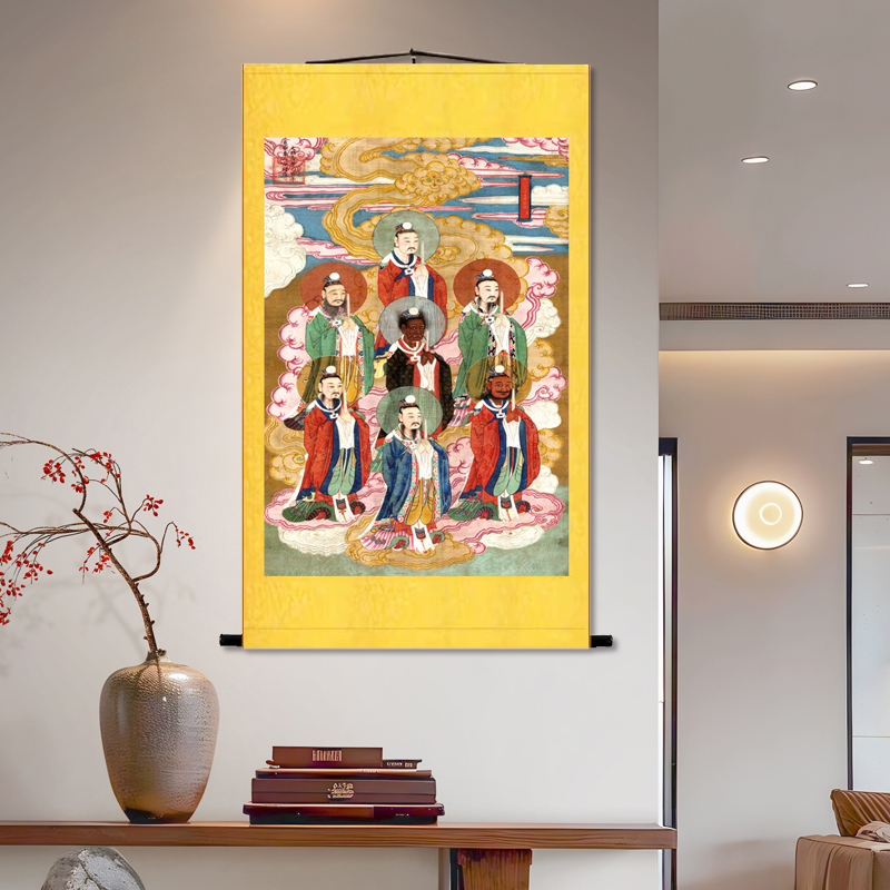 天仙北七宿星君圣眾絲綢卷軸畫佛堂供奉客廳裝飾畫道館卷軸畫