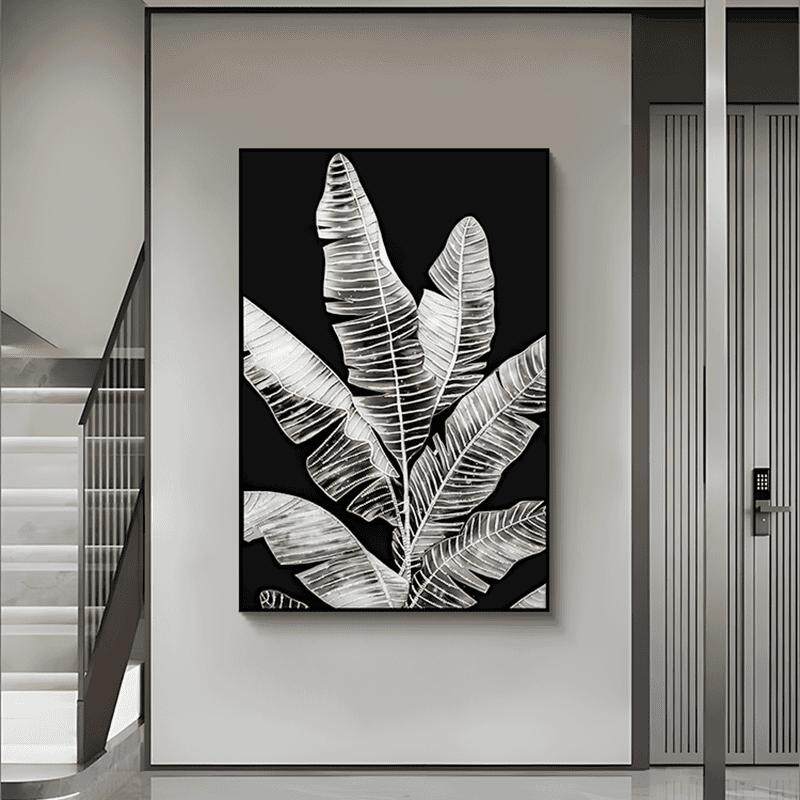 家大业大晶瓷轻奢客厅装饰画走廊玄关沙发墙挂画jc109芭蕉叶80120