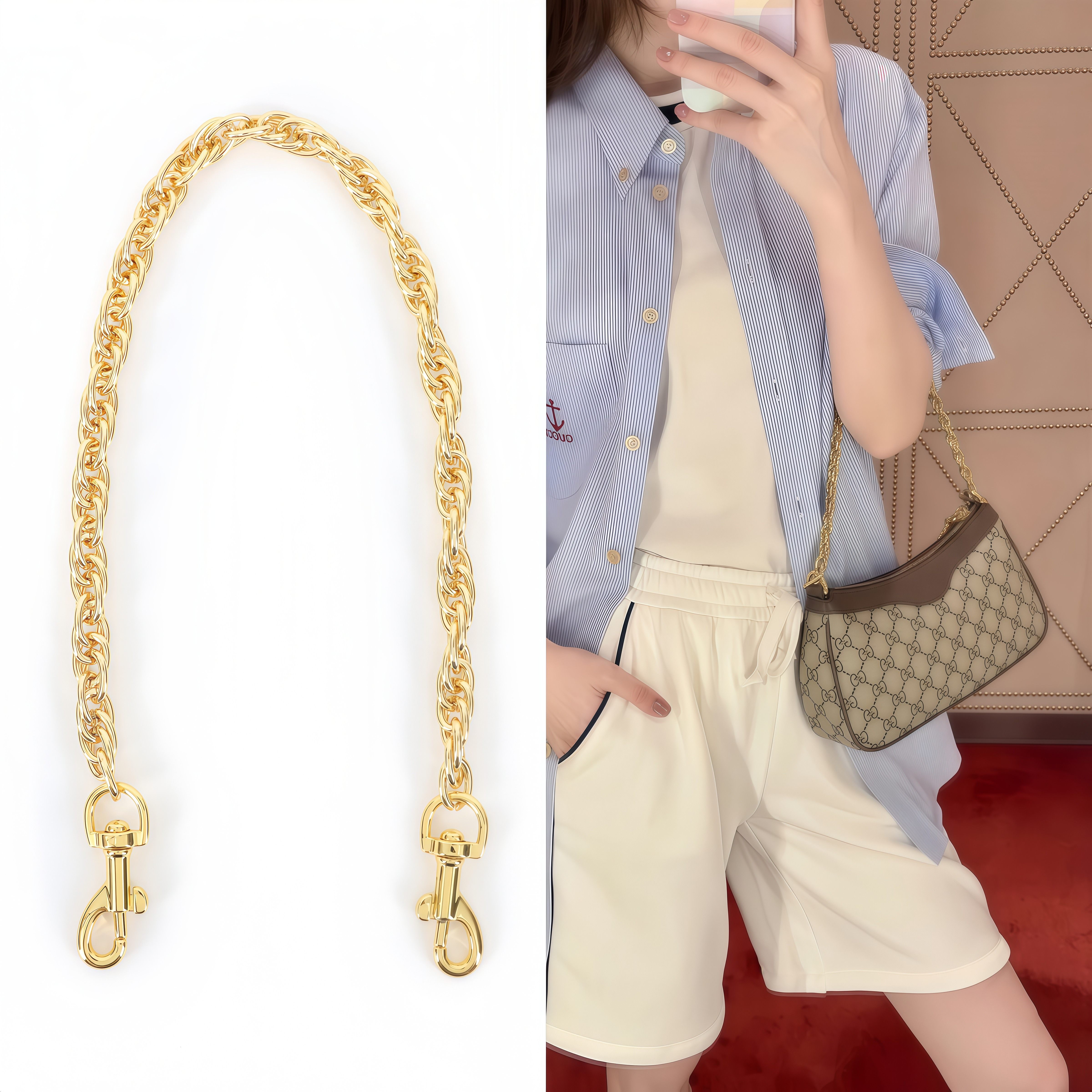 适用gucci腋下女包链条肩带单肩包斜挎包配件改造Ophidia手提链子,服饰配件/皮带/帽子/围巾,包带,淘宝优惠券,粉丝福利购,淘宝优惠卷