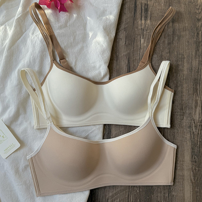 拾叶里薄款无痕内衣女小胸聚拢W型支撑防外扩下垂收副乳运动文胸