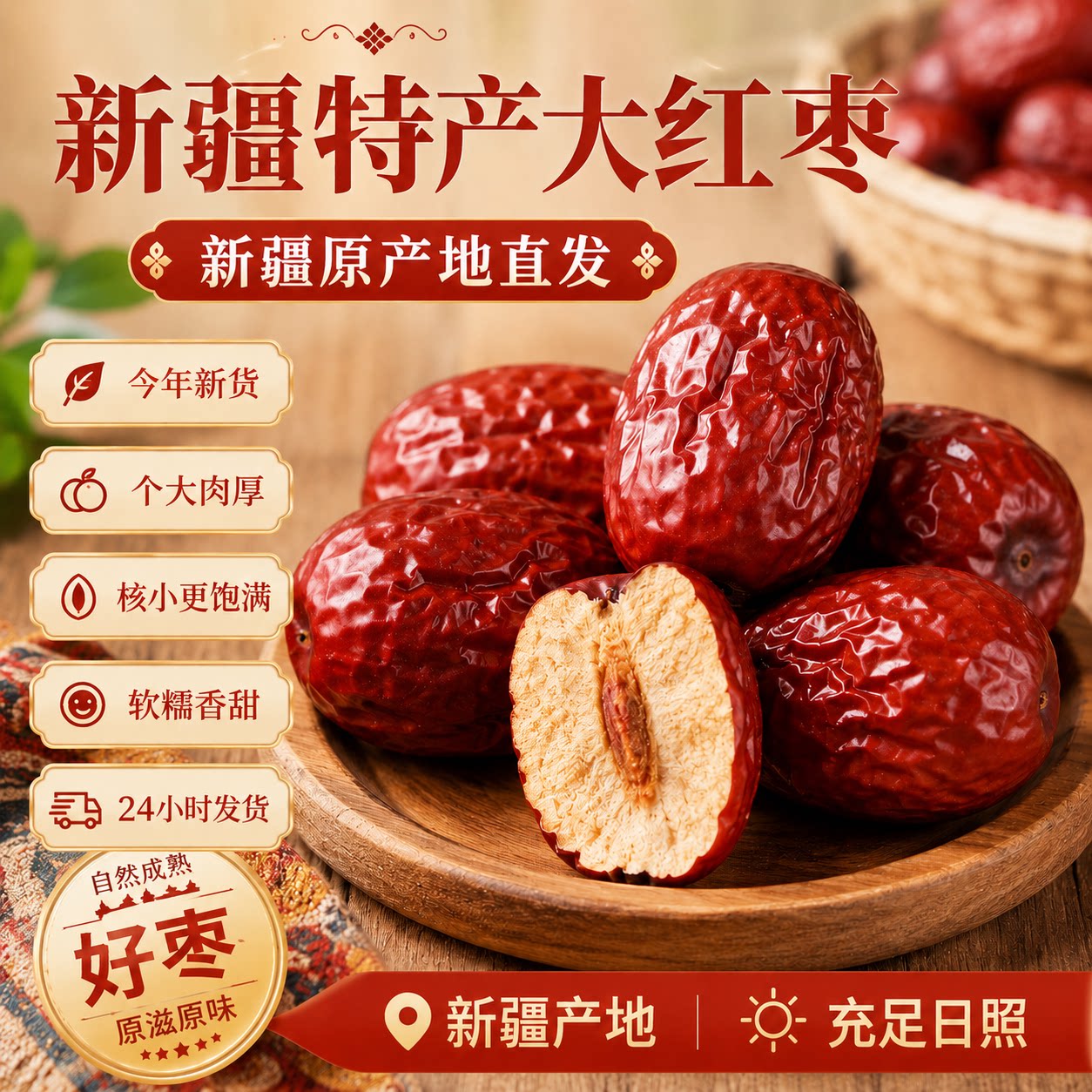 2026新枣特级一等新疆若羌红枣煮粥泡水即食小枣粥枣办公休闲零食