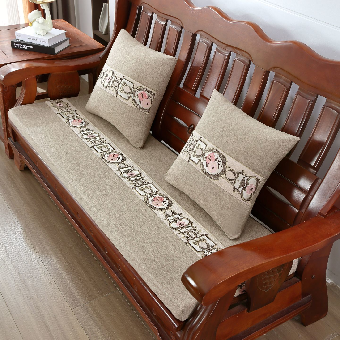 防滑可拆洗高密度海绵红木沙发垫