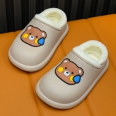 室内居家外穿软底加绒保暖棉鞋 包跟冬新款 防水防滑 儿童棉拖鞋