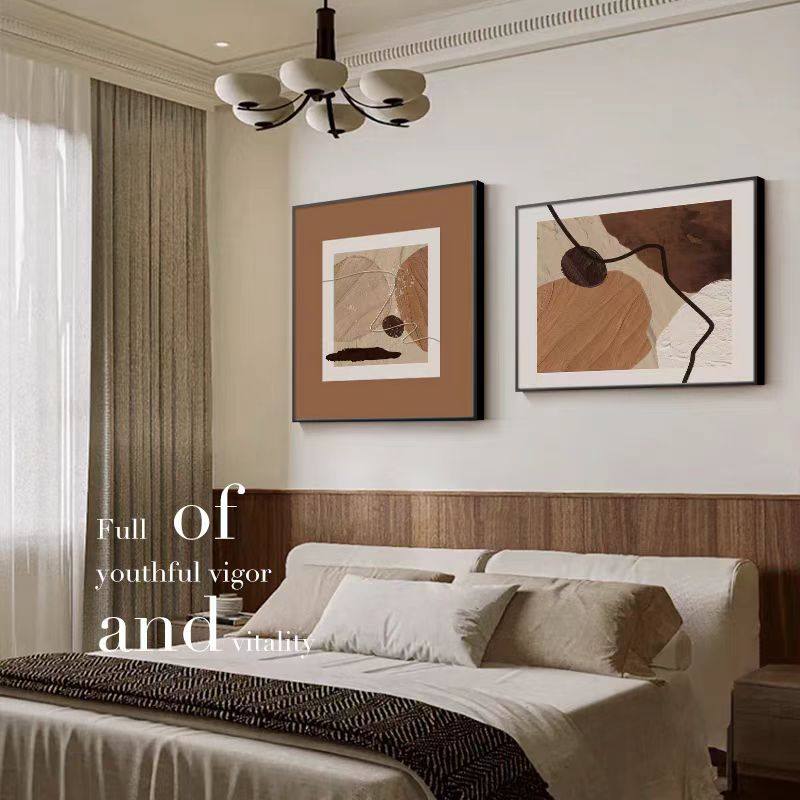 石来运转装饰画床头画卧室挂画主卧房间高级感壁画抽象艺术组合画