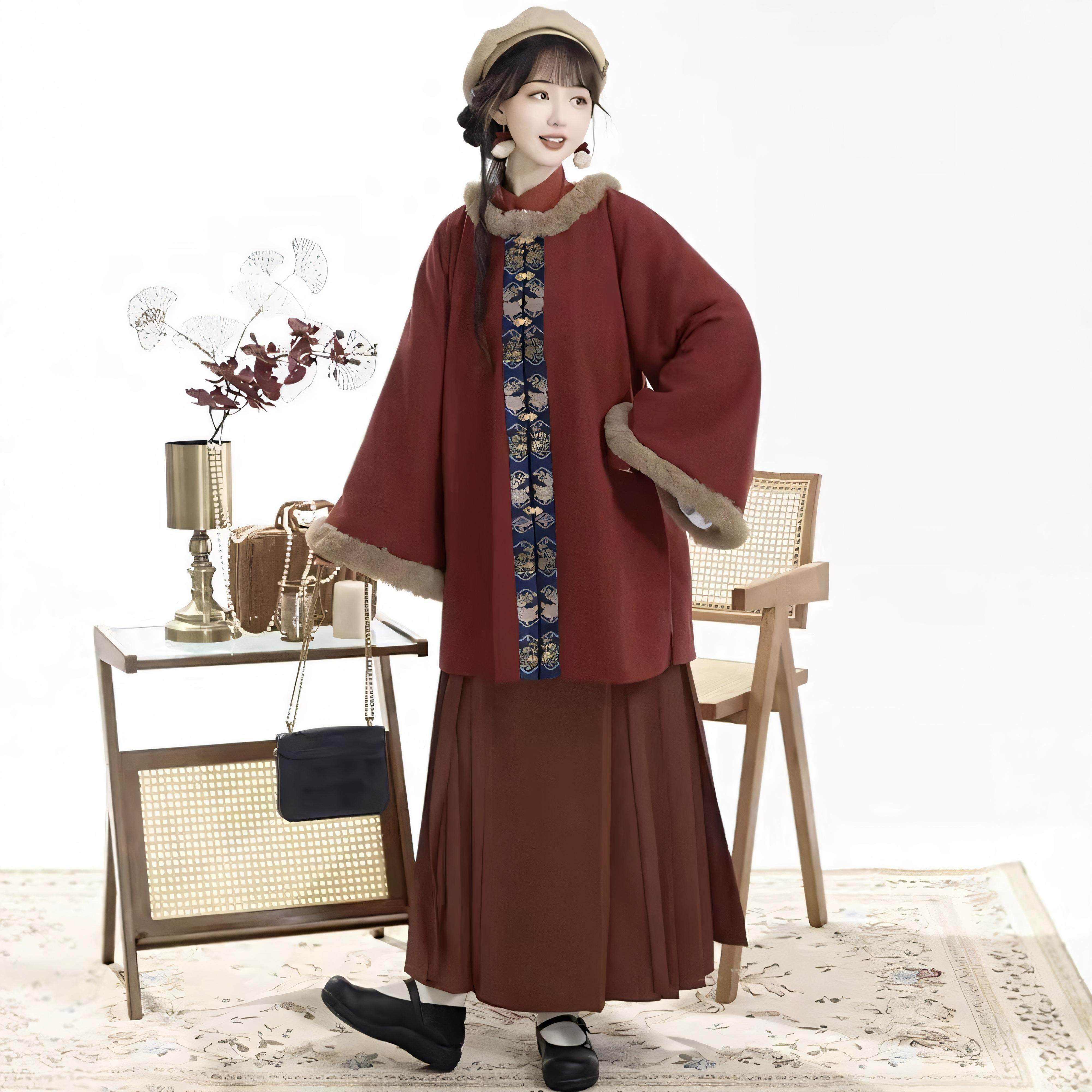 原创汉服女【延庭禧】明制加绒圆领对襟昭君袄立领弓袋袖套装冬款,女装/女士精品,汉服套装,淘宝优惠券,粉丝福利购,淘宝优惠卷