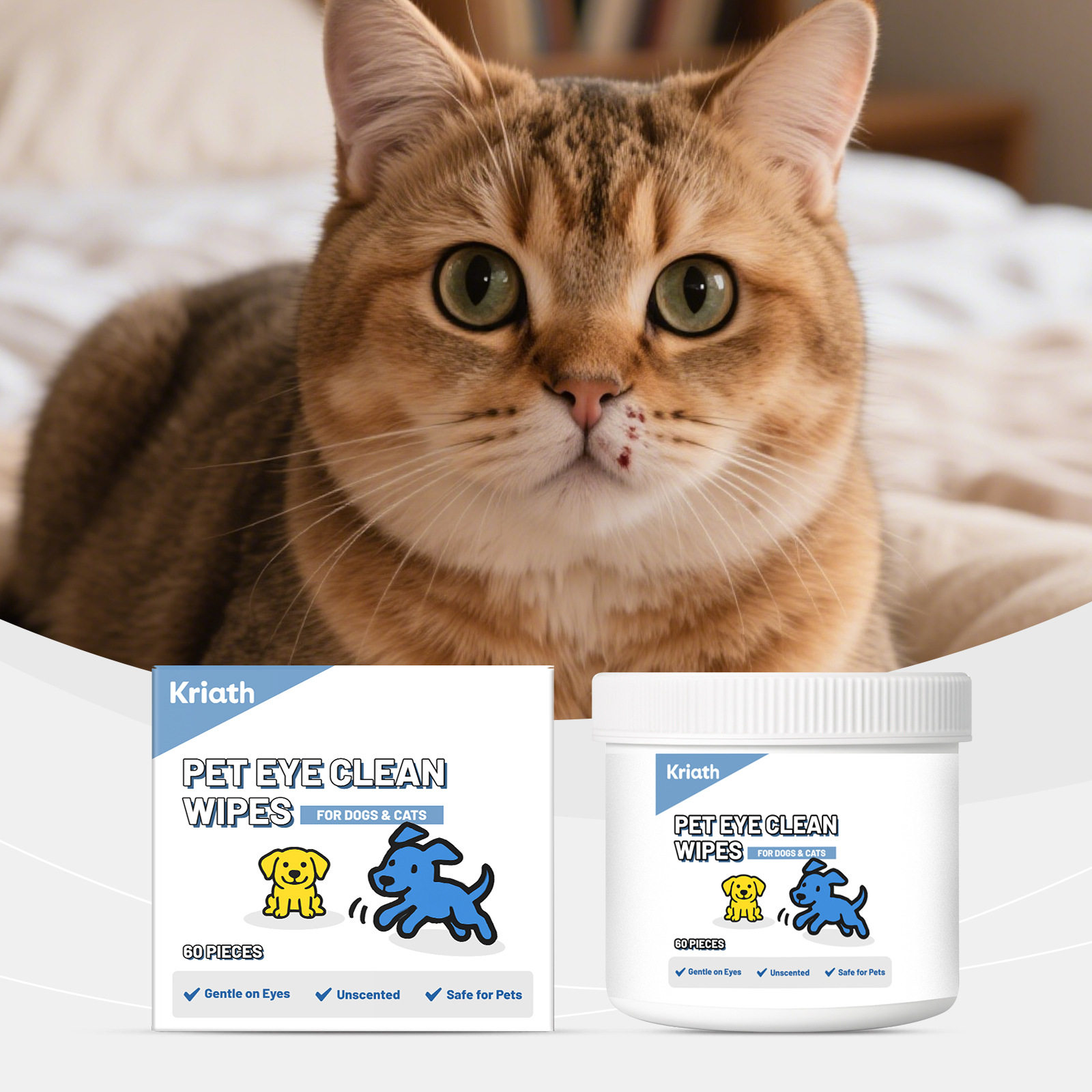 Kriath宠物泪痕湿巾去眼屎日常猫狗专用眼部温和免洗清洁棉片耳部,宠物/宠物食品及用品,眼部清洁,淘宝优惠券,粉丝福利购,淘宝优惠卷
