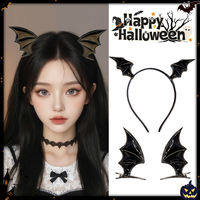 Halloween headwear party photo shoot cosplay little devil bat wing headband Girl funny atmosphere side hairpin thumbnail 3