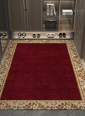 中式入户门防滑脚垫进户门红色地垫地毯进门高级感耐脏门口门垫子