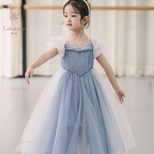Lumière鹿谧原创灰姑娘公主裙女孩蓝色纱裙生日舞台礼服裙