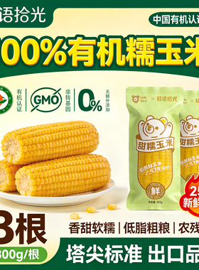 轻语拾光有机新鲜糯玉米粘甜黄黏玉米棒糯米真空包装非转基因早餐