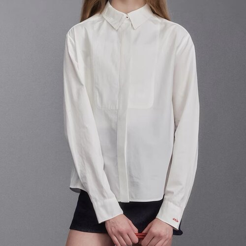 Ellie Lemon童装翻领撞色绣花衬衫女童秋新款法式学院风简约上衣