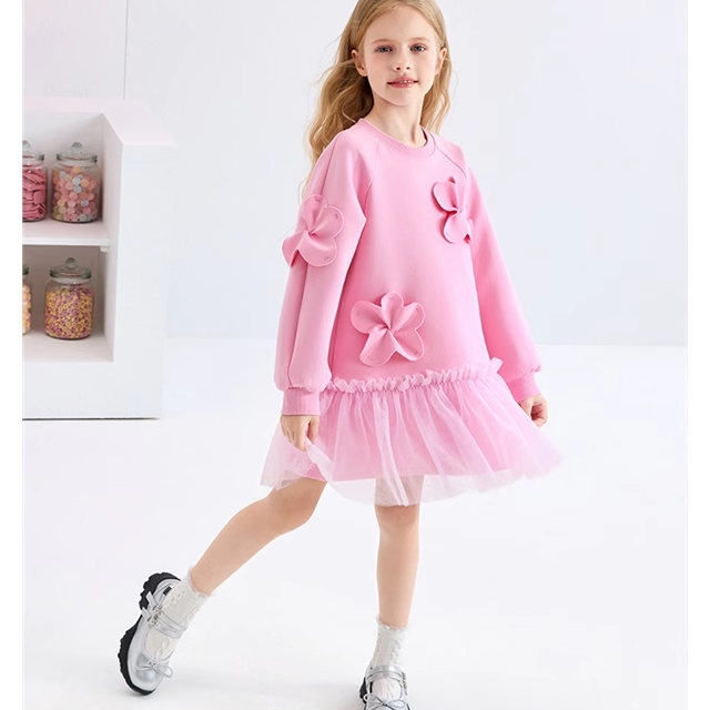 【时尚系列】minikids童装女童卫衣裙2025春新款季花朵儿童连衣裙