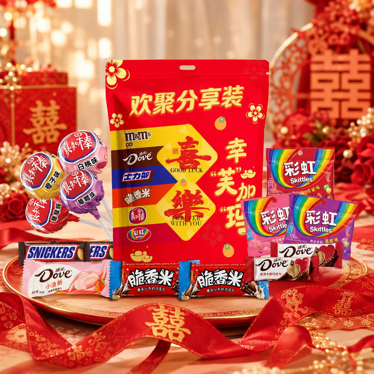 【喜糖礼包】德芙巧克力1000g大礼包婚庆喜糖伴手礼回礼零食bj